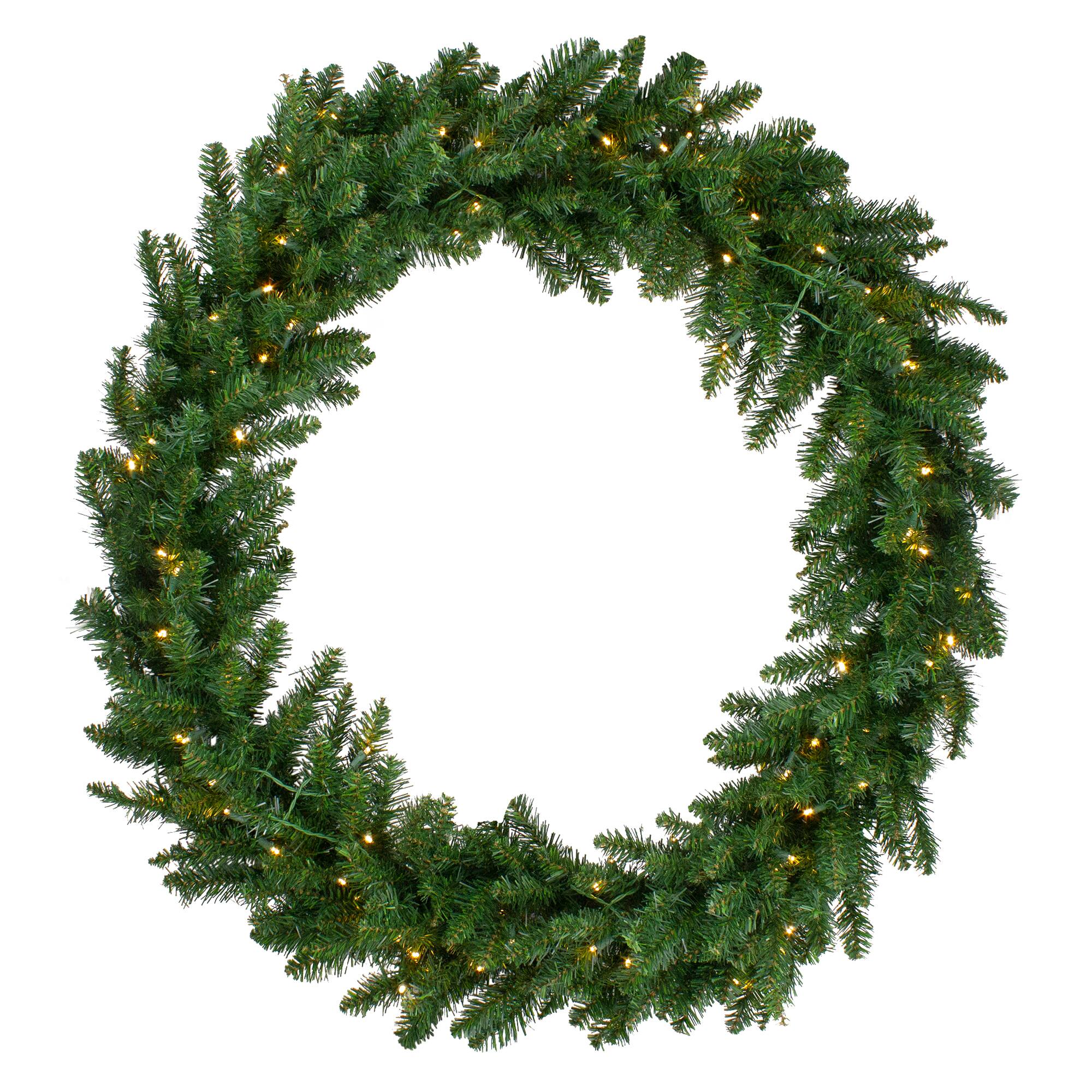 Front. Northlight - Pre-Lit Buffalo Fir Commercial Artificial Christmas Wreath - 6' - Warm White Lights - Green.