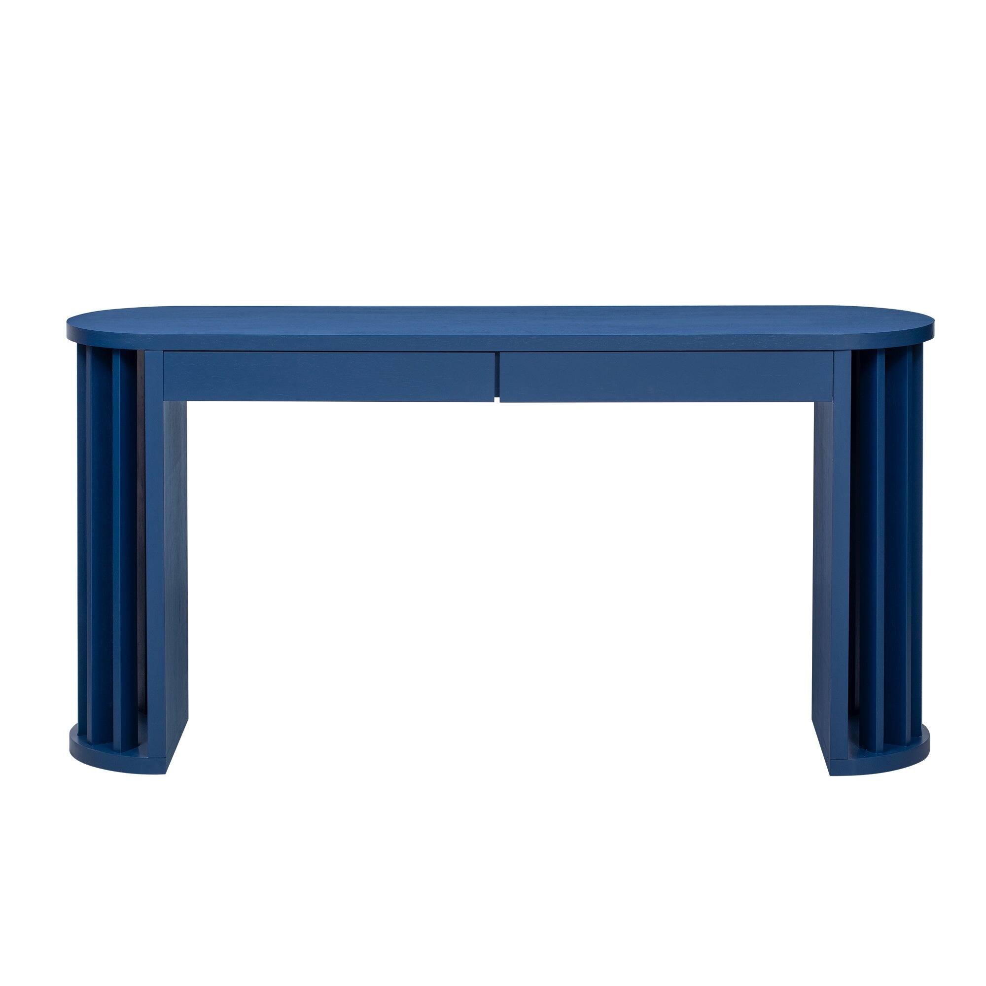 Alt View 5. Boyel Living - 59-Inch Long Oak Console Table with Drawers for Living Room and Entryway - Blue.
