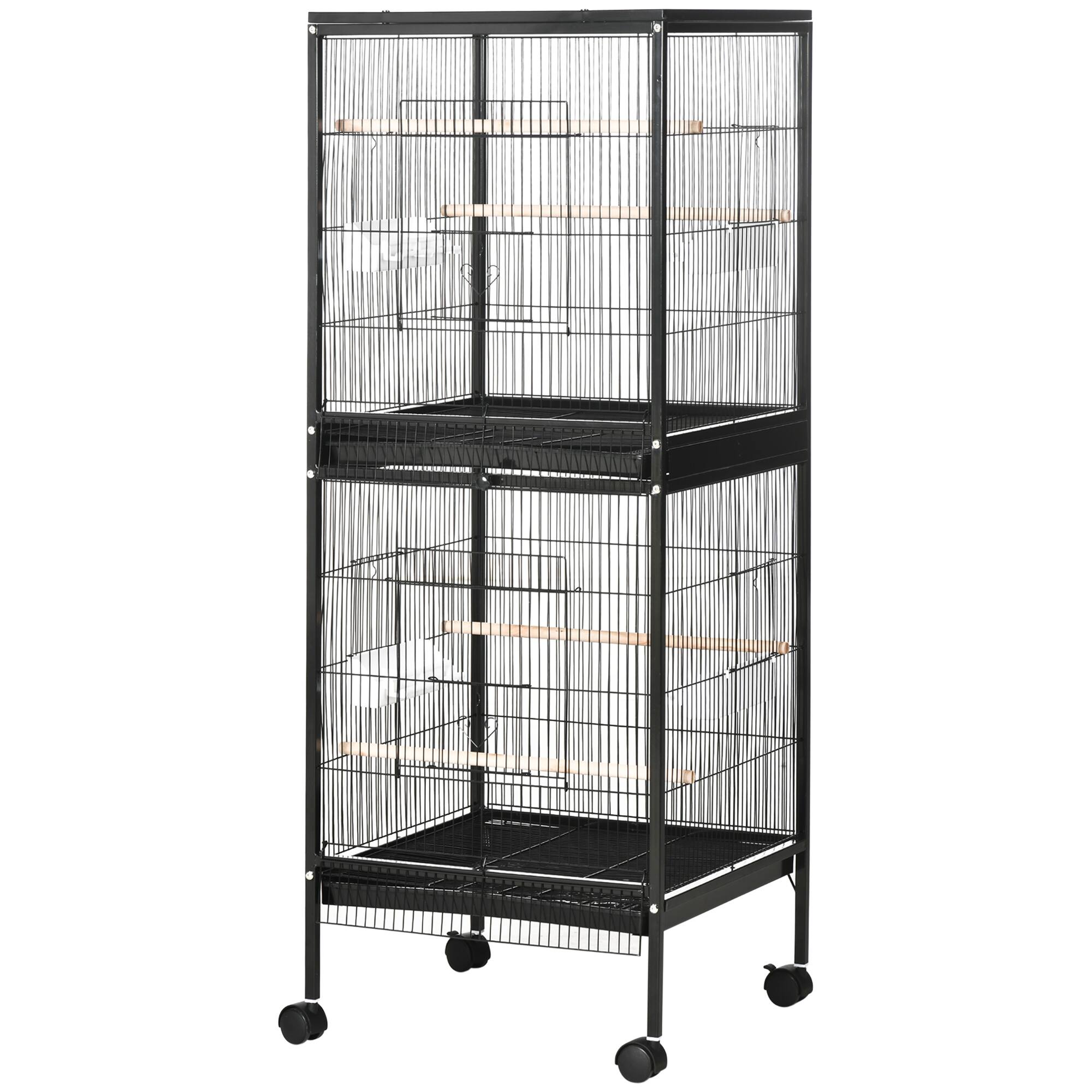 Front. Pawhut - 2 In 1 Bird Cage Aviary Parakeet House for finches.