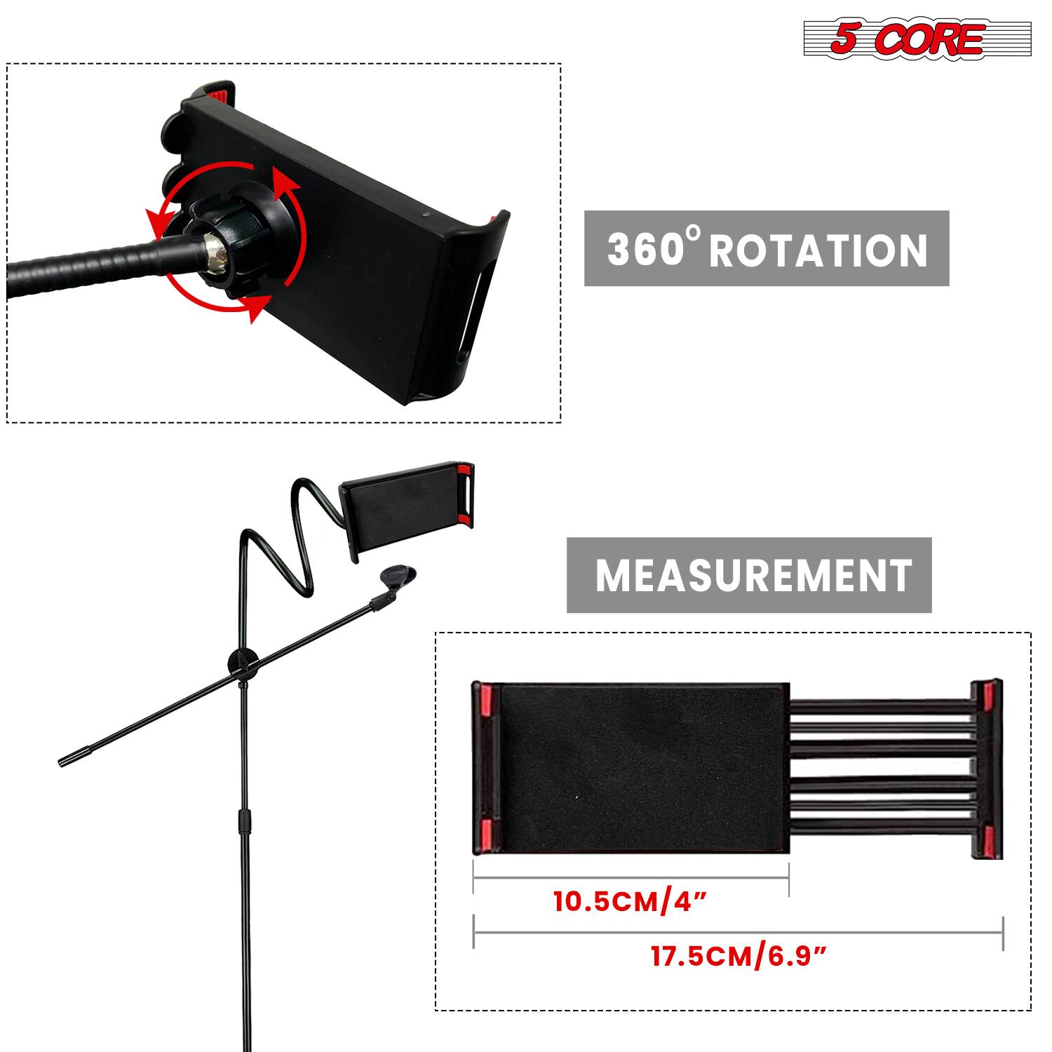 5 CORE  
360° ROTATION  
MEASUREMENT  
10.5CM/4"  
17.5CM/6.9"