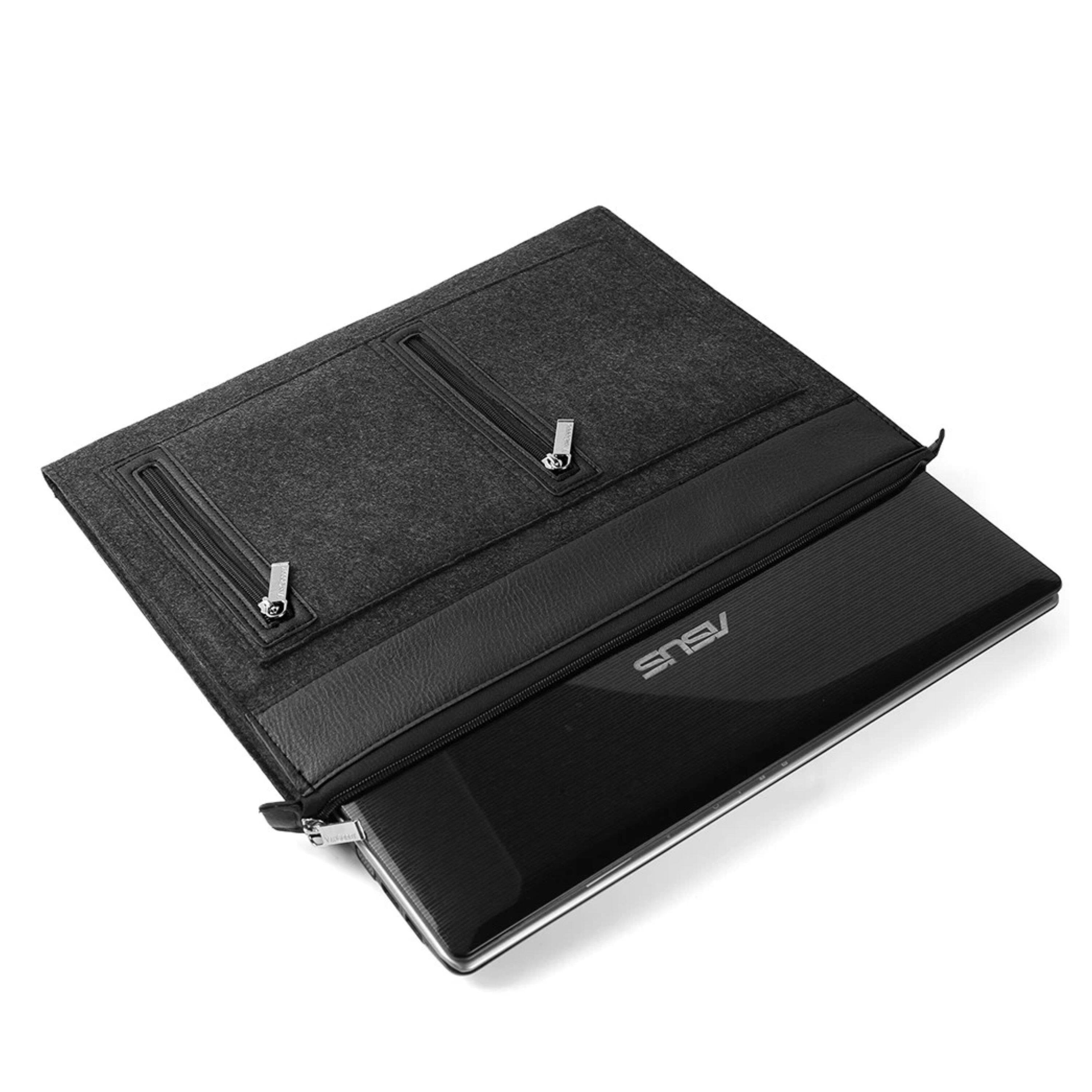 Left. Kitcheniva - Woolen Felt Laptop Sleeve Case Cover Bag For 15" Laptop Black - Black.