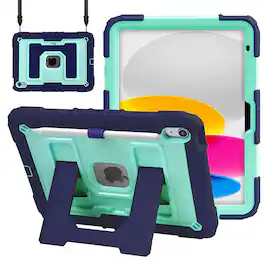 Vena - For Apple iPad A16 Case For Kids 10.9", iPad 10th Generation Case iPad 11th - Navy Blue|Mint Green