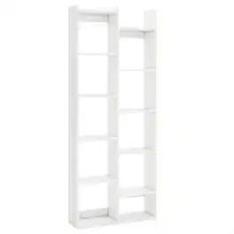 Pefilos - 11-Tier Modern Book Organizer - Durable Board Anti-Tip, Spacious Storage, Household Use - White