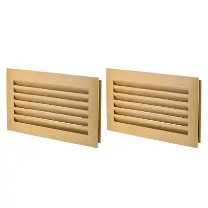 Front. Unique Bargains - 16" x 8" Door Air Vent Cover 2pcs, Anodized Aluminum Alloy Louvered Grille Guard for Cabinet Wardrobe Door - Black.