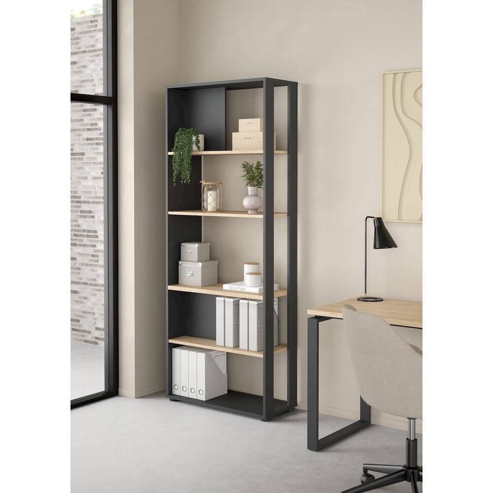 Alt View 6. Tvilum - Sign 5 Shelf Bookcase Room Divider, Matte Grey/Jackson Hickory - Gray.