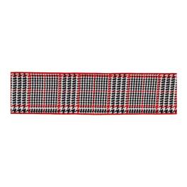 BreeBe - Red and Black Houndstooth Plaid Wired Ribbon 4" x 10yds - Black, Red, White