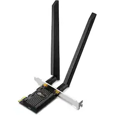 Front. TP-Link - TP-Link Archer TXE72E - WiFi 6E AXE5400 PCIe WiFi Card for Desktop PC - Bluetooth 5.2 - WPA3 - 802.11axe Tri Band - Black.