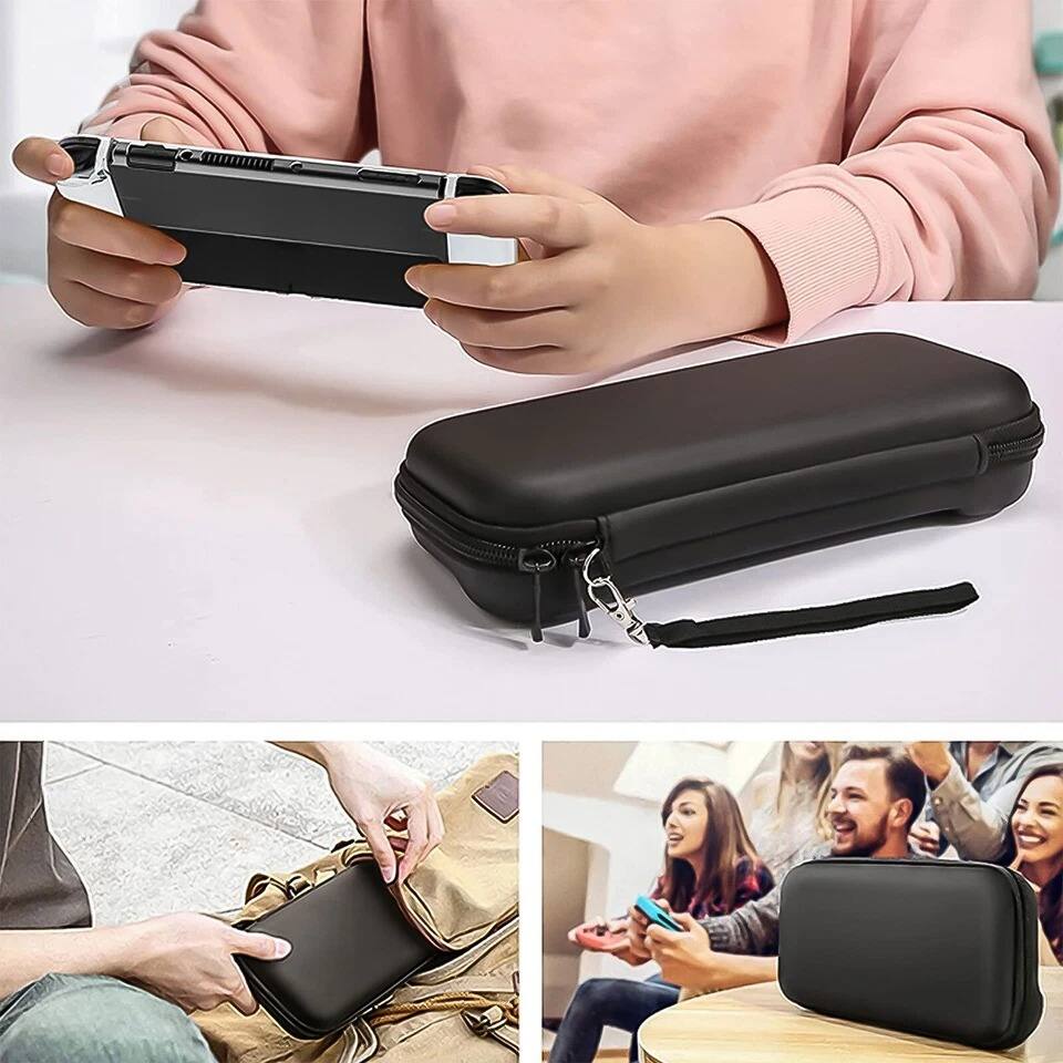 Alt View 4. Home Collection - Carrying Case Kit for Nintendo Switch OLED with Hard Cover, Screen Protectors, and Thumb Grip Caps.