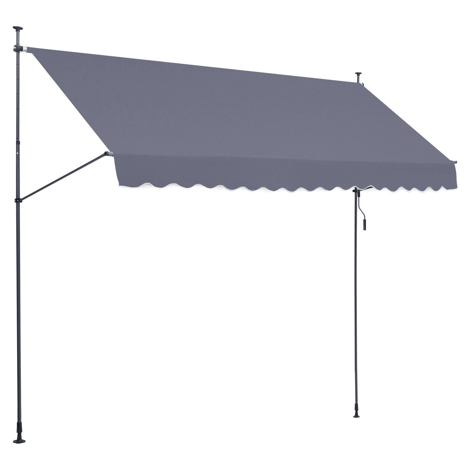 Alt View 5. VEVOR - 157 x 47" Patio Awning Retractable,Awning Sunshade Shelter with Manual Crank Handle, Outdoor Patio Canopy Sunsetter Deck - Gray.