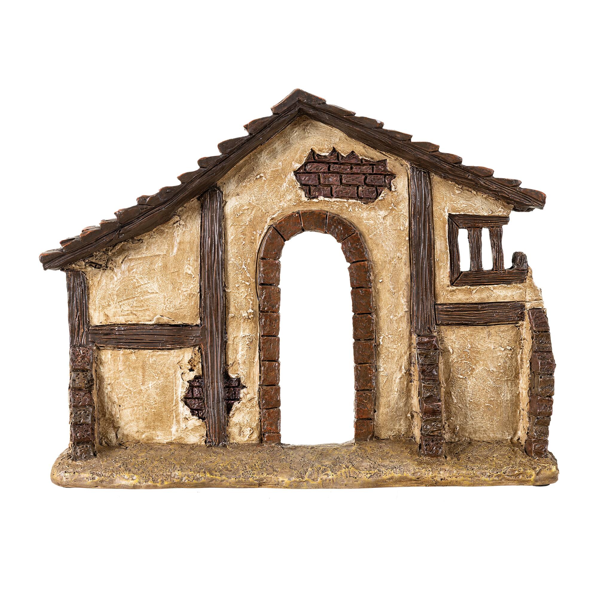 Angle. Glitzhome - 11.5"H Resin Nativity Scene Stable Creche - Multi-Colored.