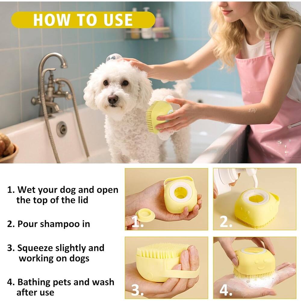 Sure, here is the corrected and grouped text:

---

**HOW TO USE**

1. Wet your dog and open the top of the lid
2. Pour shampoo in
3. Squeeze slightly and working on dogs
4. Bathing pets and wash after use

---