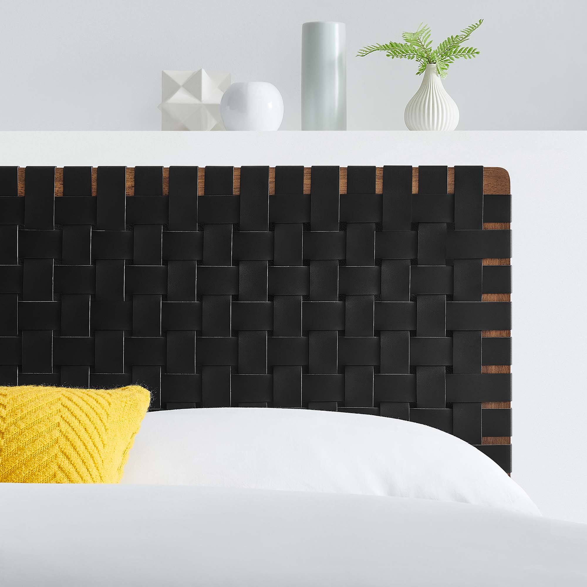 Alt View 4. Modway - Sparta Weave Vegan Leather Full Headboard by Modway - Black.