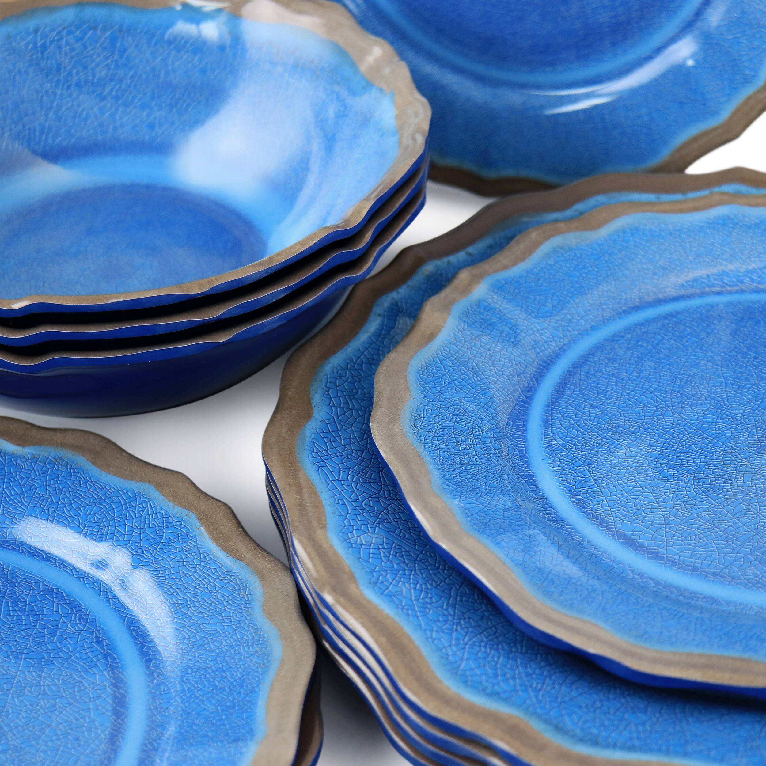 Alt View 5. Elama - Elama Roma 12 Piece Melamine Dinnerware Set in Blue - Blue.
