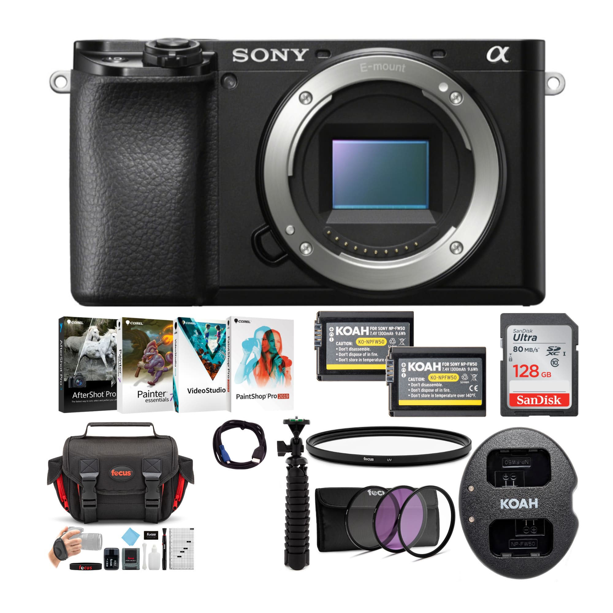 Sony - Alpha a6100 APS-C Mirrorless Interchangeable-Lens Camera (Body Only) Bundle