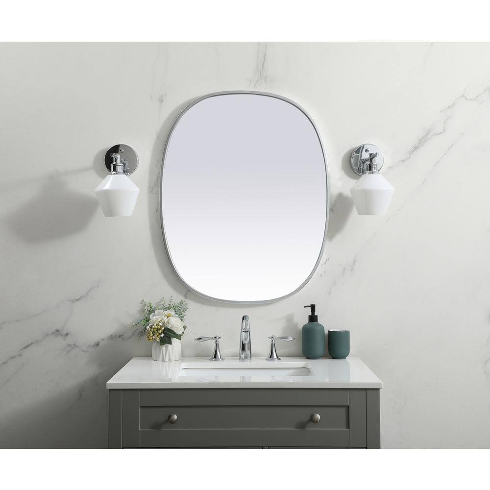 Alt View 4. Elegant Decor - Metal Frame Oval Mirror 24x30 Inch in Silver - Silver.