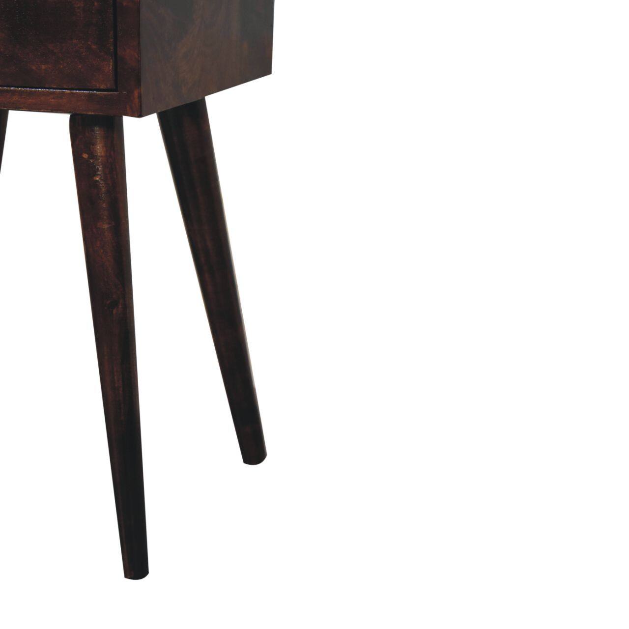 Alt View 4. Artisan Furniture - Artisan Furniture Solid Wood Mini California Walnut Bedside, 1 drawer, 1 Open Slot, Dark Brown - Chestnut.