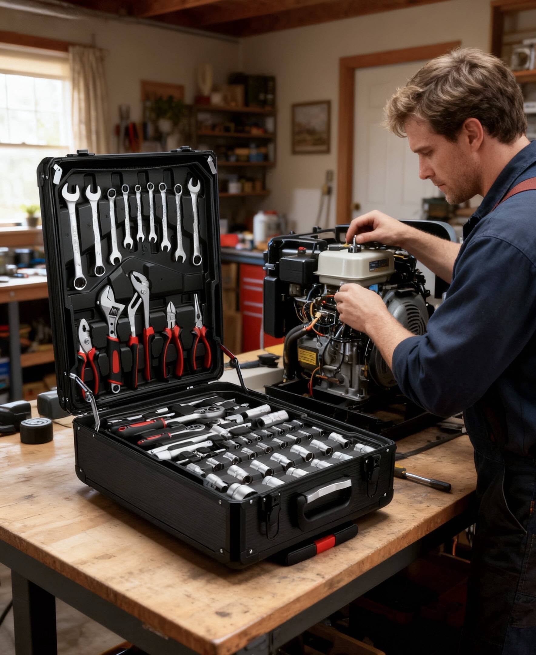 Front. Sugift - 399 Piece Tool Set with Chrome Vanadium Steel Hand Tools and Rolling Aluminum Trolley Case for Home and Auto.
