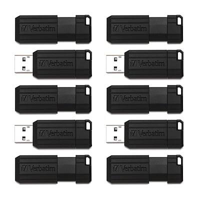 Verbatim - PinStripe 64GB USB 2.0 Type A Flash Drive, 10/Pack (70901) - Black