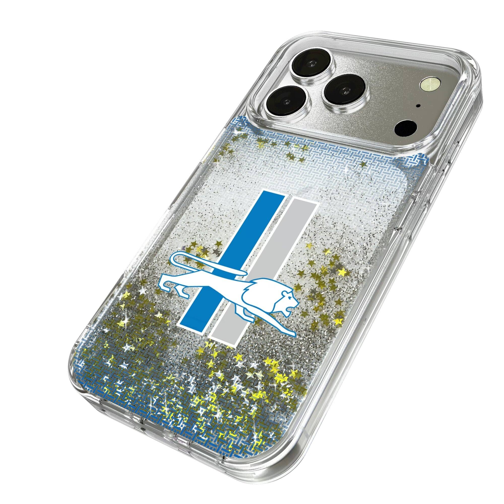 Alt View 1. Keyscaper - Detroit Lions Linen Logo iPhone Glitter Case - 15 - Multicolor.