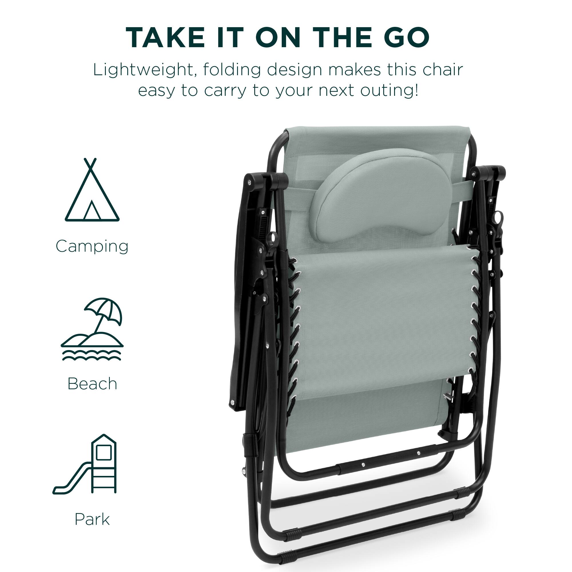 TAKE IT ON THE GO

Lightweight, folding design makes this chair easy to carry to your next outing!

Camping  
Beach  
Park