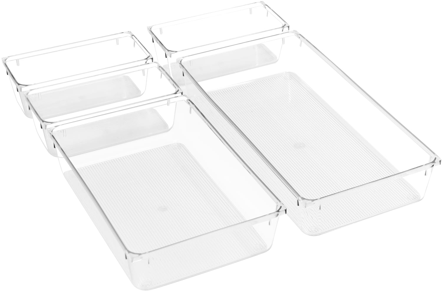 Sorbus - Drawer Organizer Set, Multi-Purpose Bins for Office Supplies, Craft Materials, and More (5-Pack) - Clear