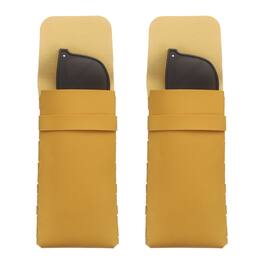 Unique Bargains - 2pcs Soft Glasses Case Leather Flap Closure Pouch for Eyewear Travel Sport Work - Orange