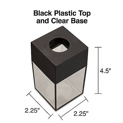 Black Plastic Top and Clear Base  
4.5"  
2.25" x 2.25"
