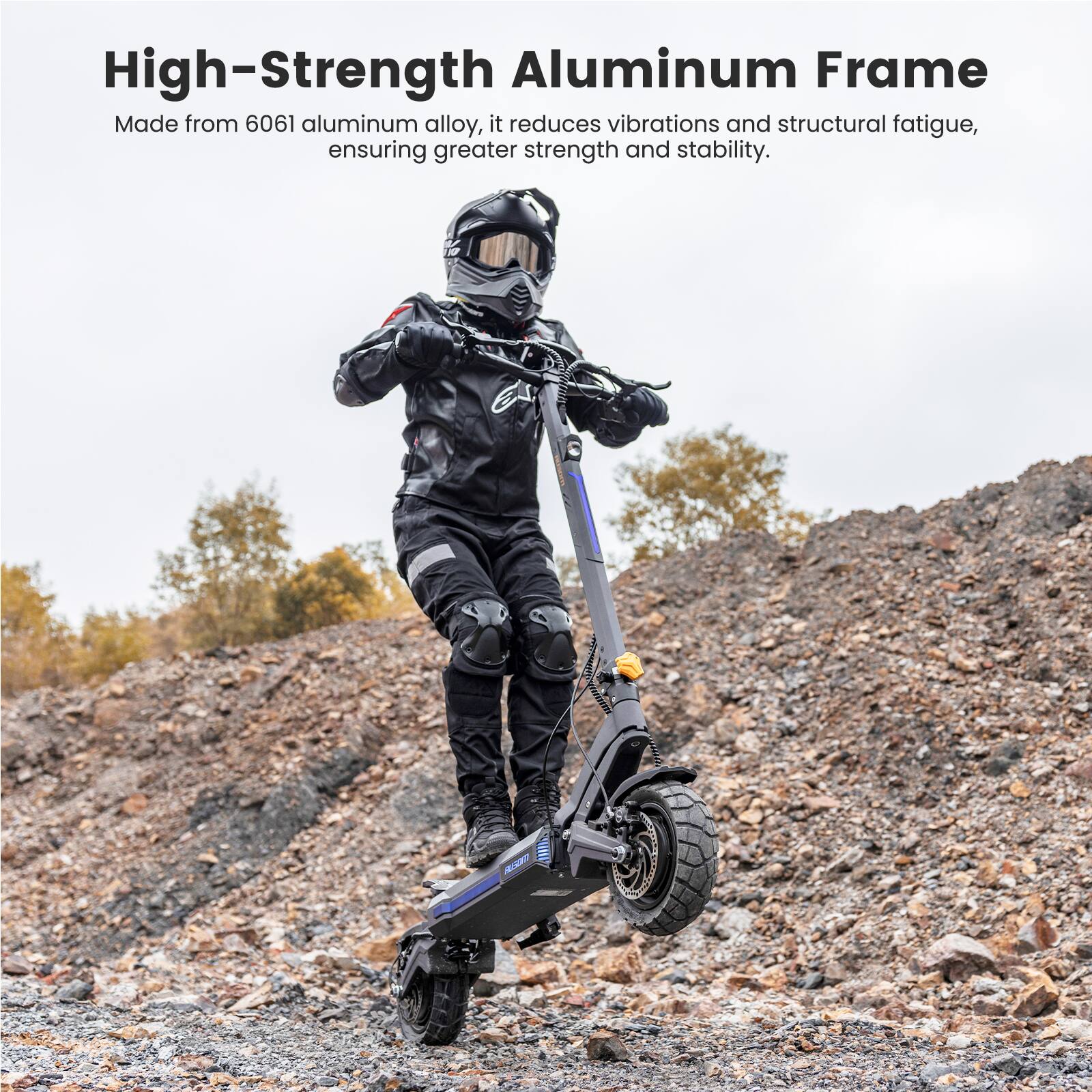 High-Strength Aluminum Frame

Made from 6061 aluminum alloy, it reduces vibrations and structural fatigue, ensuring greater strength and stability.