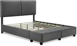 Finch - Maxwell Storage Bed with Adjustable Height Headboard Queen - Dark Gray