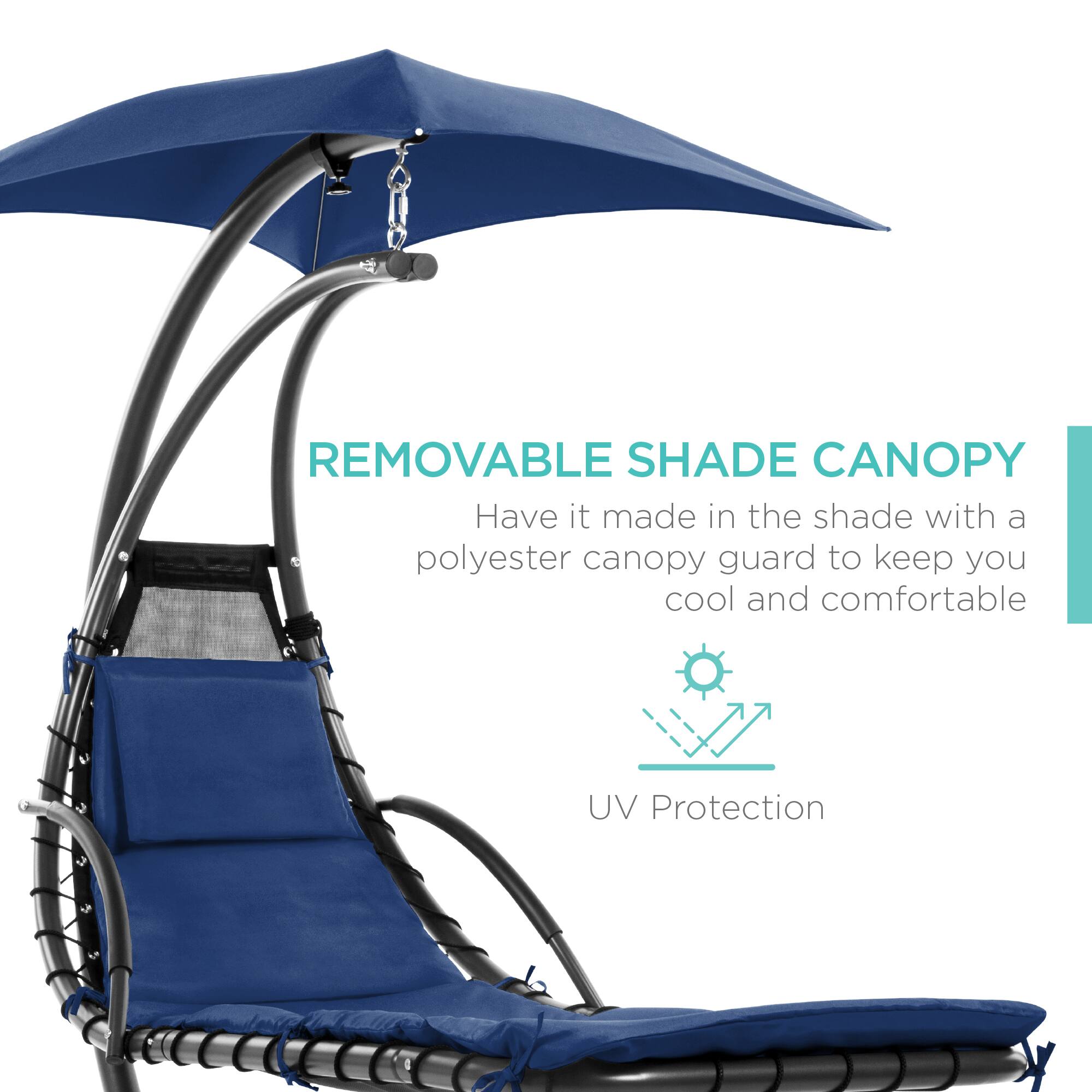 REMOVABLE SHADE CANOPY  
Have it made in the shade with a polyester canopy guard to keep you cool and comfortable  
UV Protection