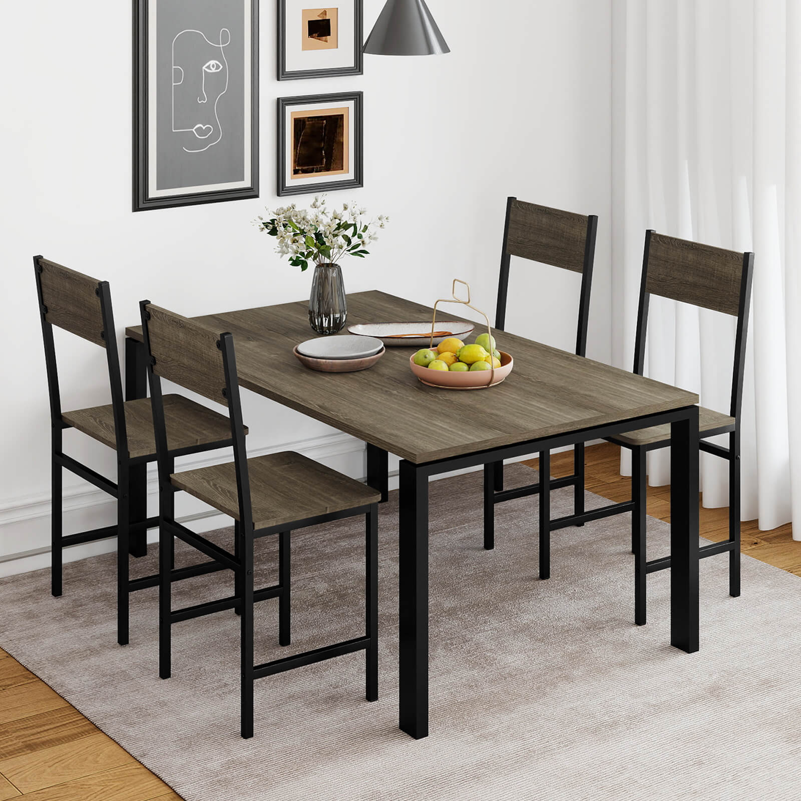 Alt View 1. Costway - Costway Set of 4 Dining Chairs w/Metal Legs Slanted Back Wide Seat for Living Room - Gray.