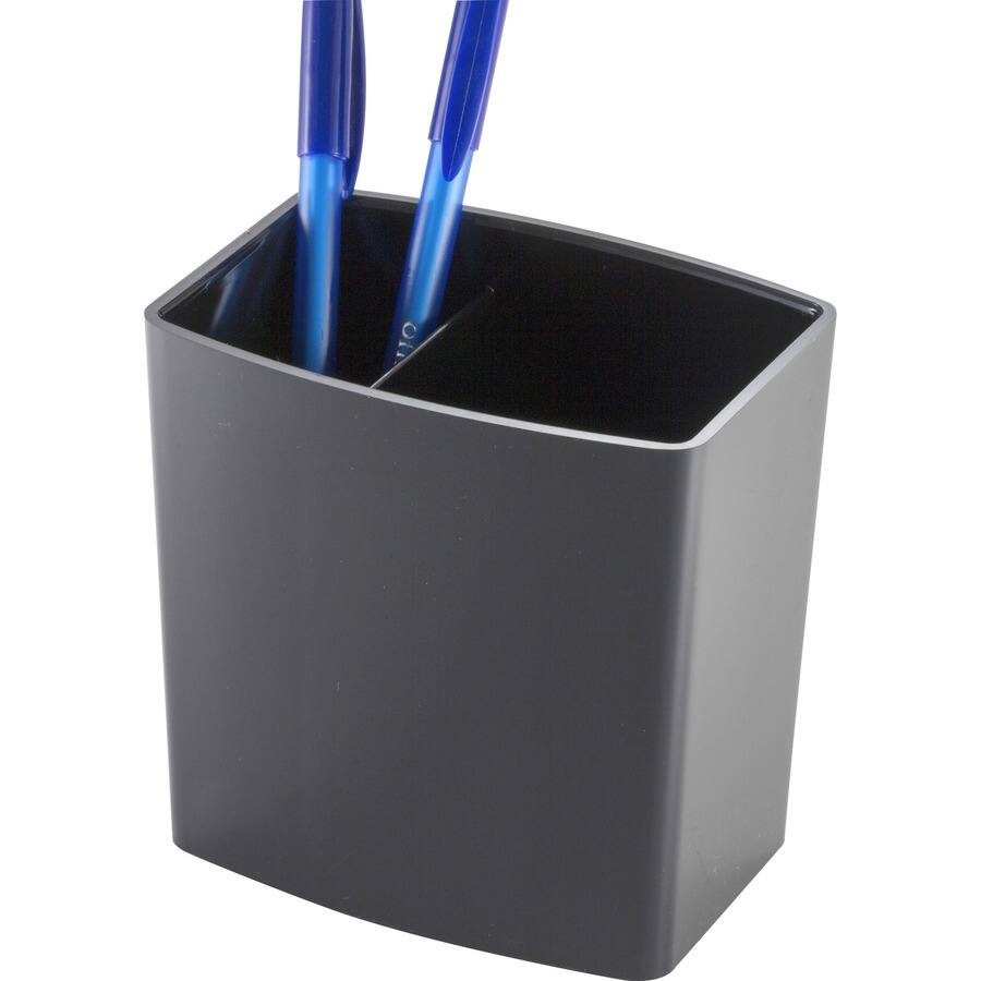 Angle. Officemate - Officemate 2200 Series Large Pencil Cup 4.5" x 5" x 3.8" Plastic Black - Black.