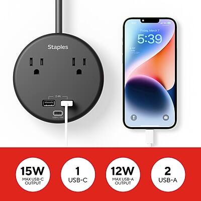 Staples Friday March 5:39

15W MAX USB-C OUTPUT
1 USB-C

12W MAX USB-A OUTPUT
2 USB-A