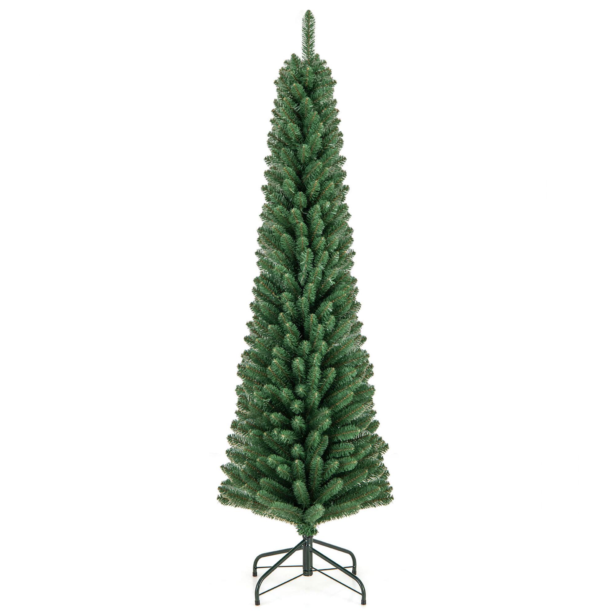 Alt View 9. Gymax - Gymax 6 FT Pencil Christmas Tree Artificial Xmas Tree w/ 392 Memory Wire Branch Tips - Green.