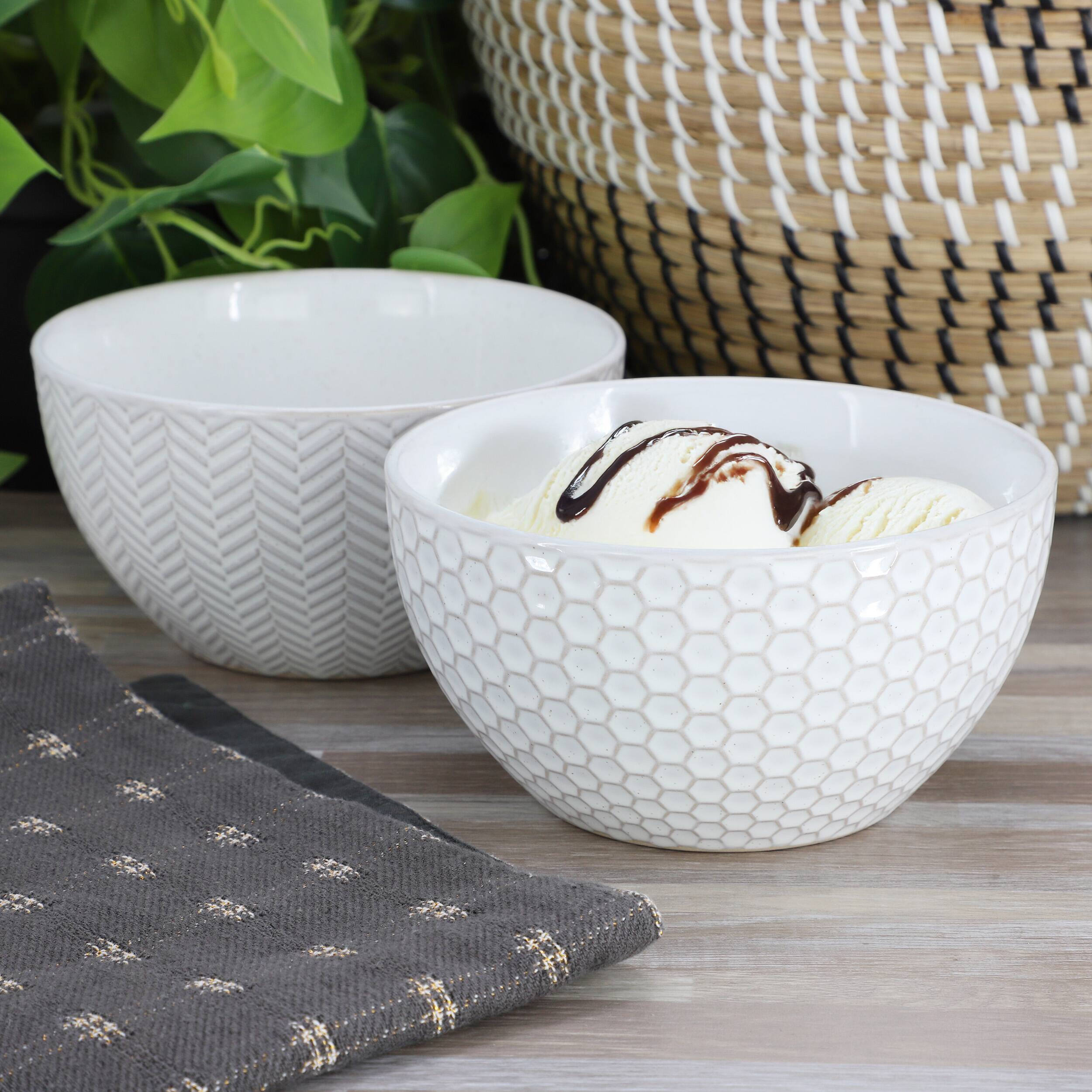 Alt View 6. Gibson - Gibson Elite Earlhart 2 Piece 6 Inch Ribbed Stoneware Cereal Bowl Set in White - White.