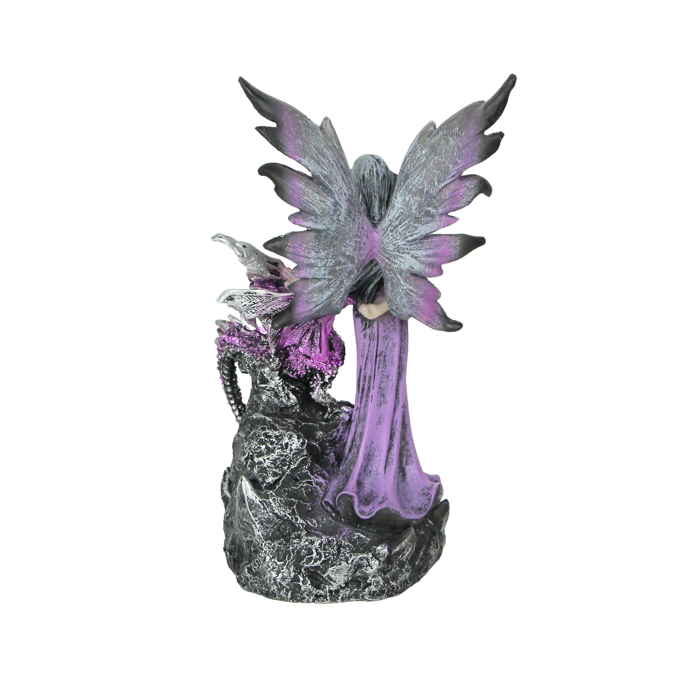 Alt View 2. Everspring Import Co. - Amethyst Purple Fairy And Dragon LED Lighted Geode Statue - Purple.