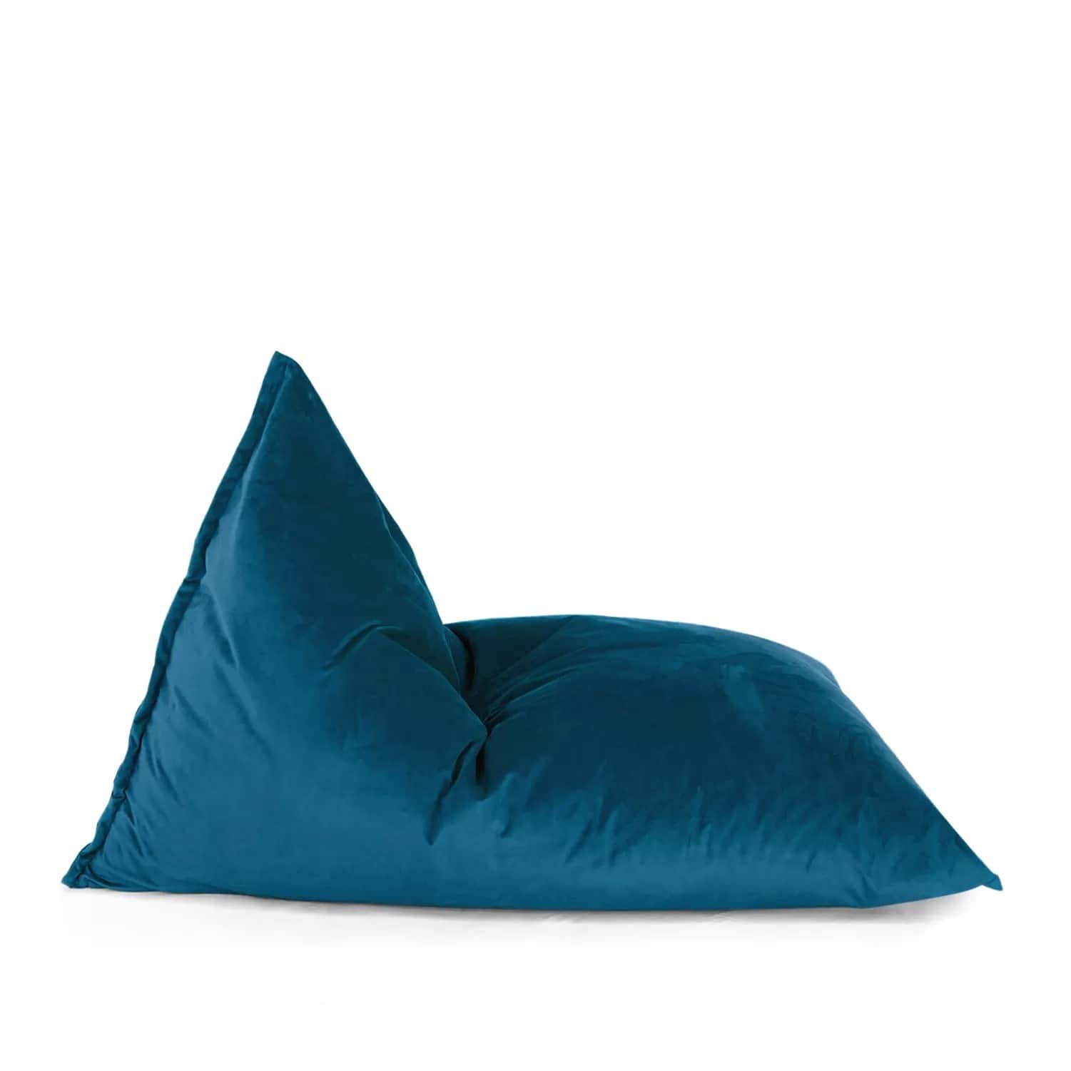 Lotus Lounge Chair - Large Ecogami Velvet Bean Bag Cover - 59" x 43.25" - Turquoise - Blue