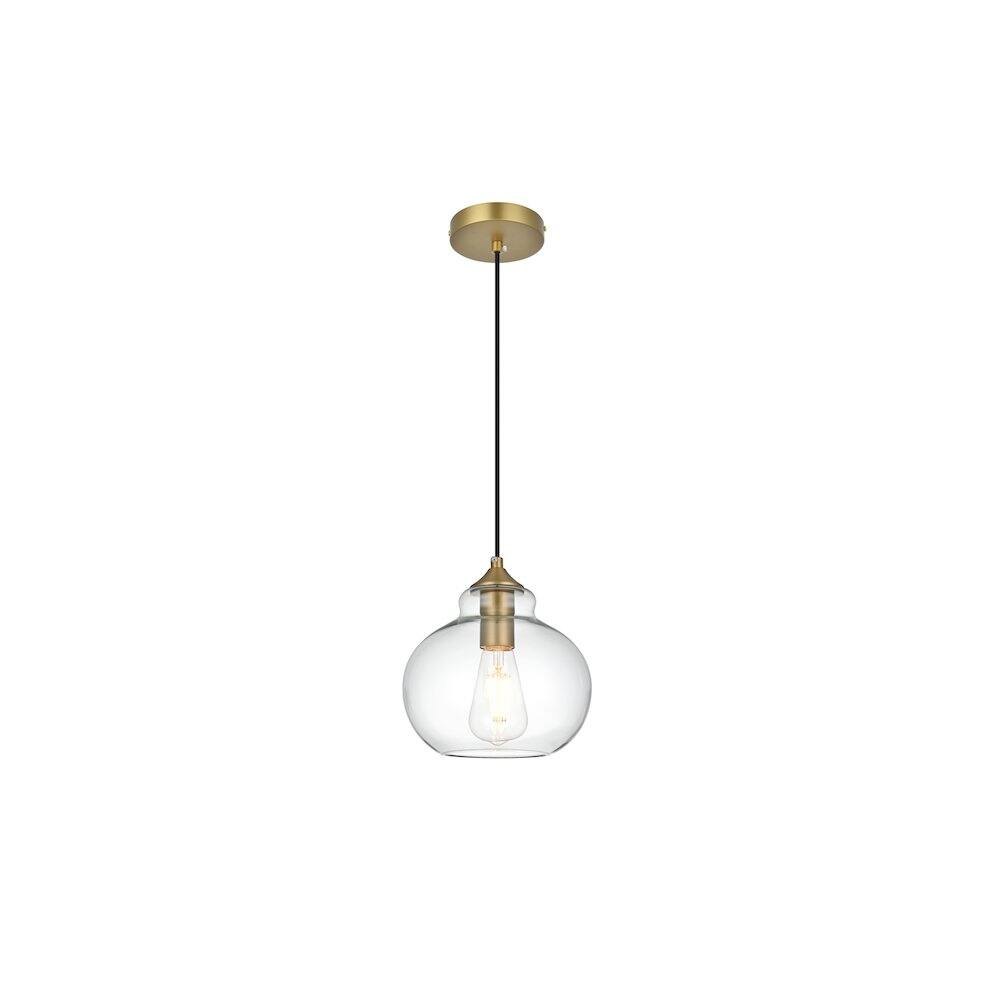 Alt View 1. Living District - Destry 8 Inch Pendant Clear Shade in Satin Gold - Satin Gold And Clear.