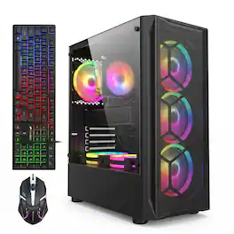 STGAubron - Gaming Desktop PC, Intel Core i7 up to 3.9GHz, Radeon RX580 8G Graphics, 16G RAM, 1TB SSD, USB WiFi 6, Win11H - Black