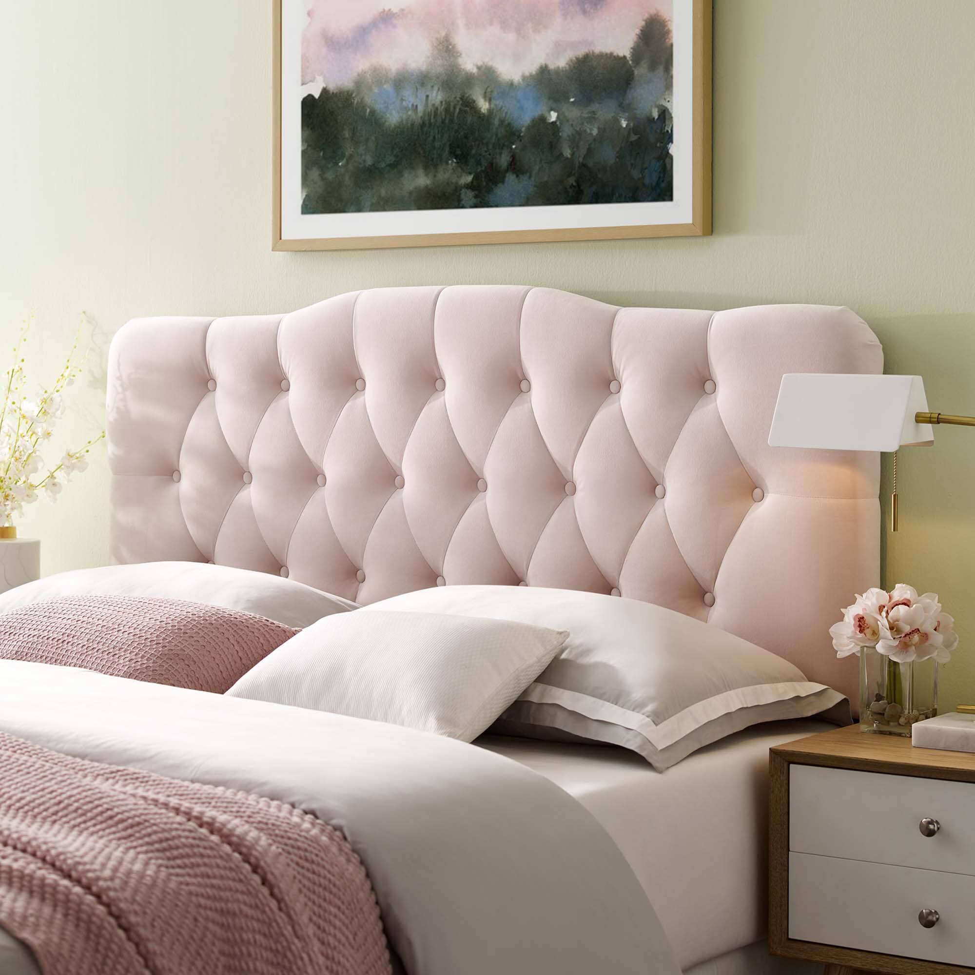 Alt View 2. Modway - Annabel Diamond Tufted Performance Velvet Full Headboard by Modway - Red.