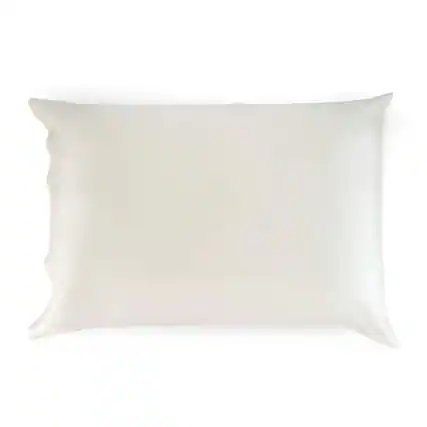 Front. Sleepgram - Sleepgram Regular King Size Breathable Cooling Grade 6A Silk Pillowcase, White - Ivory.