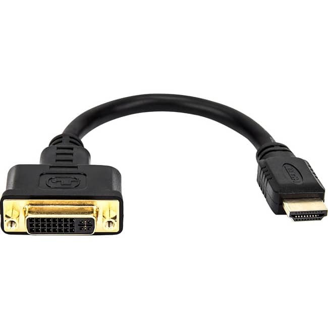 Rocstor - 8IN HDMI TO DVI-D ADAPTER M/F GOLD PLATED CONNECTORS - Black