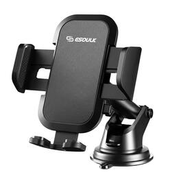 Esoulk - Air Vent & Dashboard/Windshield Suction 2 In 1 Universal Car Phone Holder Mount - Black