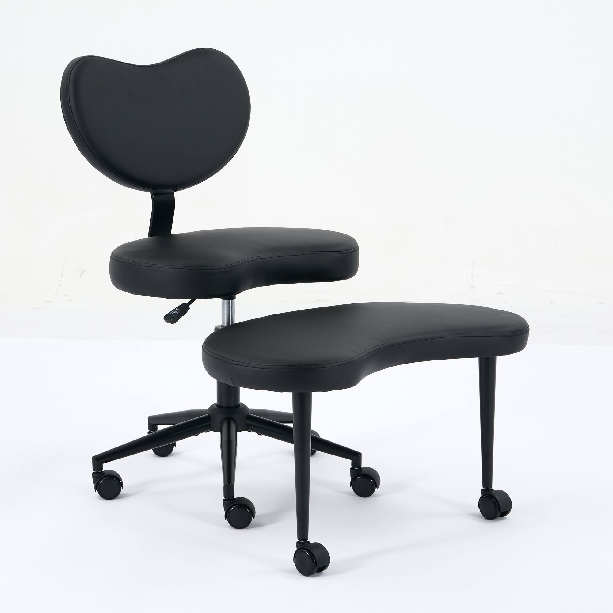 Back. Forest'nSky - Adjustable Cross-Legged Meditation Chair with Wheels & Lumbar Support,Black - Black.