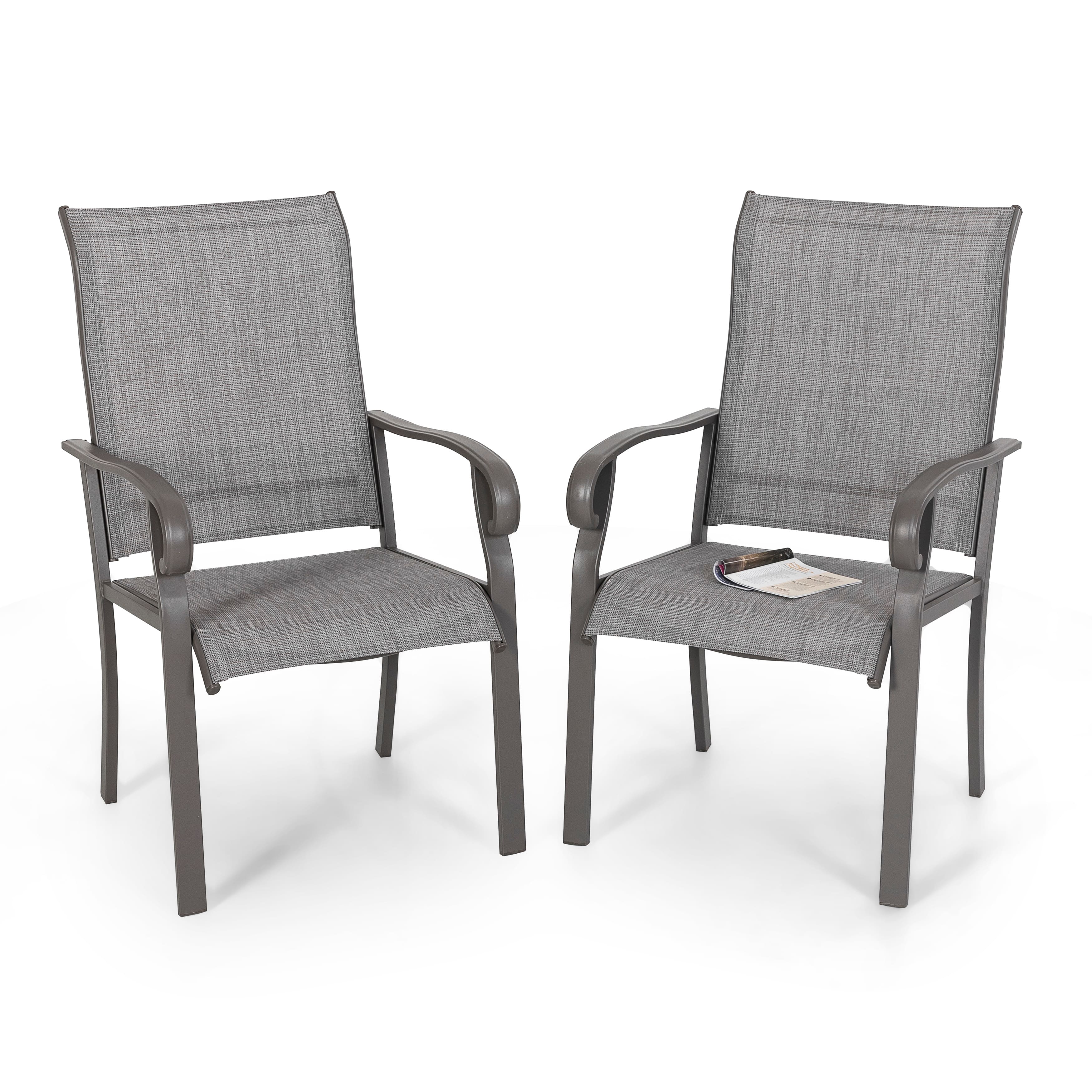 Nuu Garden - Outdoor 2-Piece Patio Chair Set, Textilene Fabric, Powder-coated Iron Frame - Light Gray