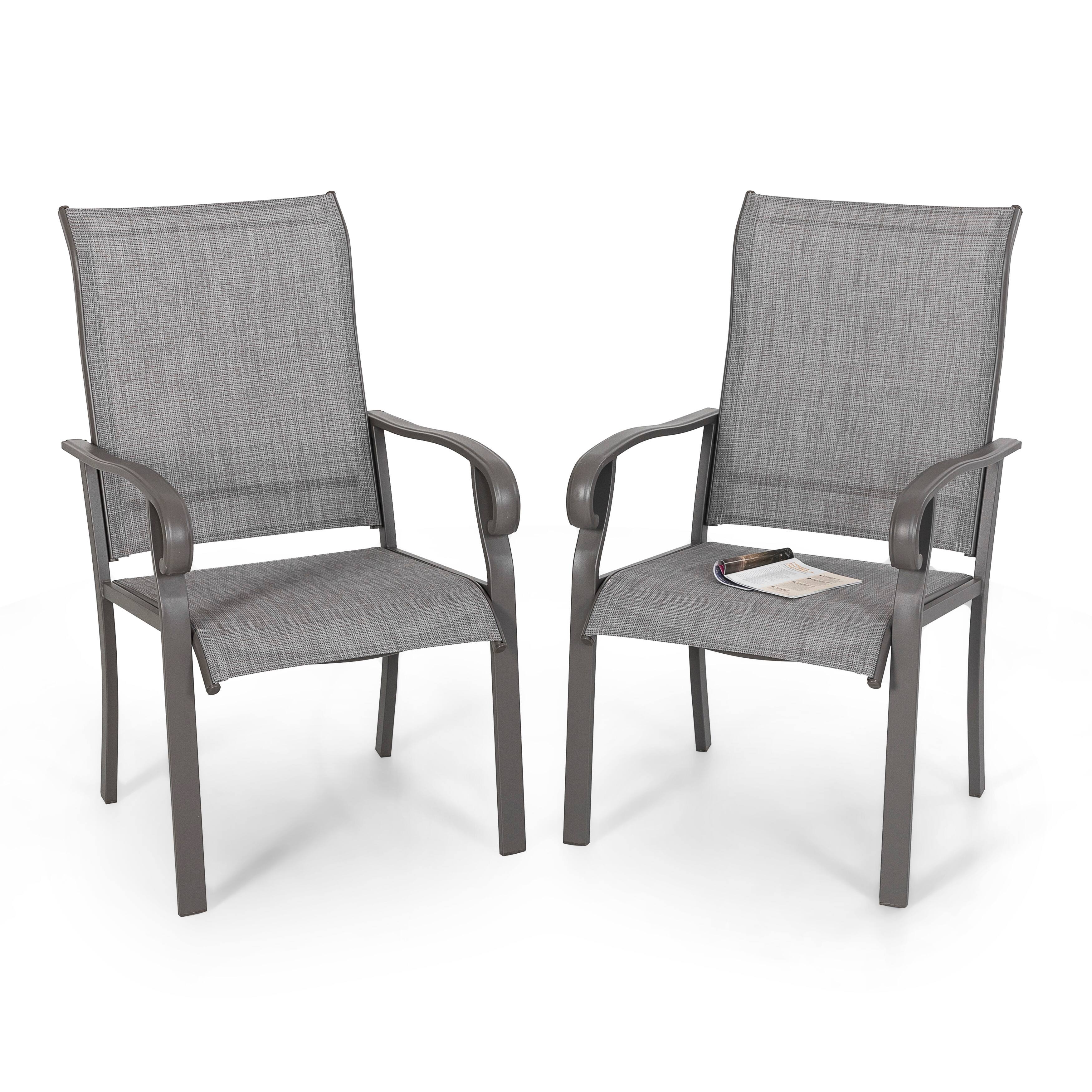 Front. Nuu Garden - Outdoor 2-Piece Patio Chair Set, Textilene Fabric, Powder-coated Iron Frame - Light Gray.