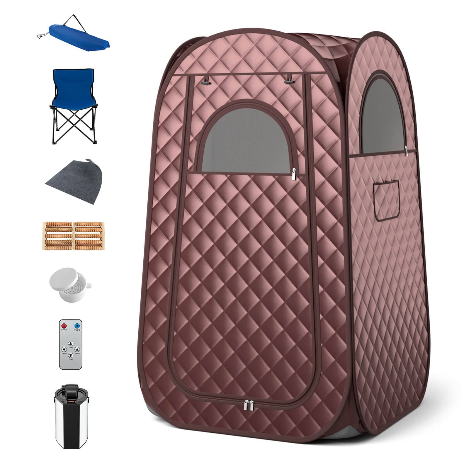 Alt View 17. Costway - Portable Home Sauna Full Body Steam Sauna Tent with 3L Steam Generator - Coffee.