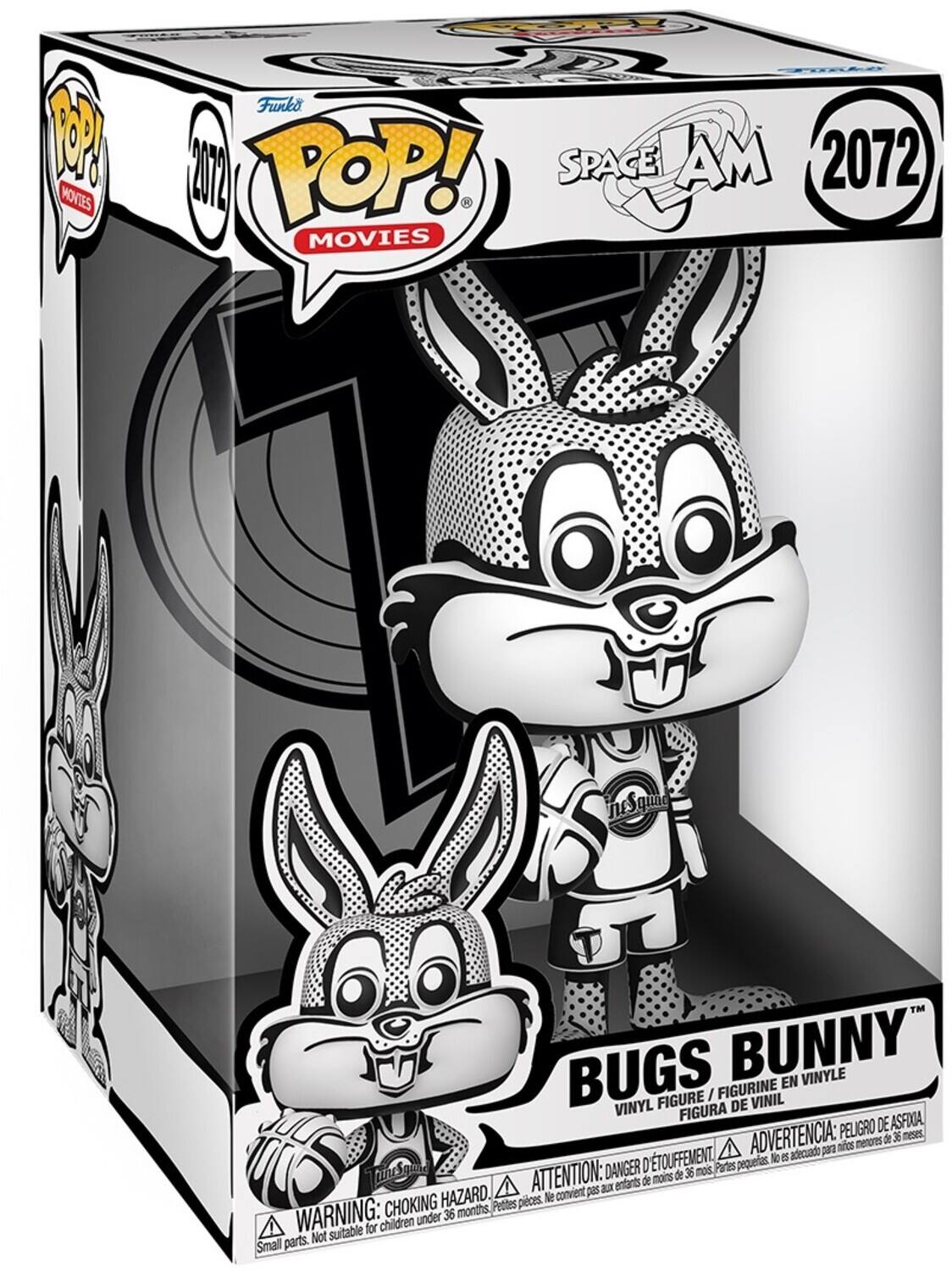 PARTY MOVIES  
Funko POP! SPACE JAM 2072 MOVIES  
BUGS BUNNY VINYL FIGURE / FIGURINE EN VINYLE / FIGURA DE VINIL  
ADVERTENCIA: PEIGRO DE ASFOOA, ADVERTENCIA: menores de 36 meses, para niños D'TOUFFEMENT.  
ATTENTION: moins de 36 enfants de convient pas aux  
WARNING: under 36 months, ! suitable for children  
CHOKING HAZARD, Small parts. Not