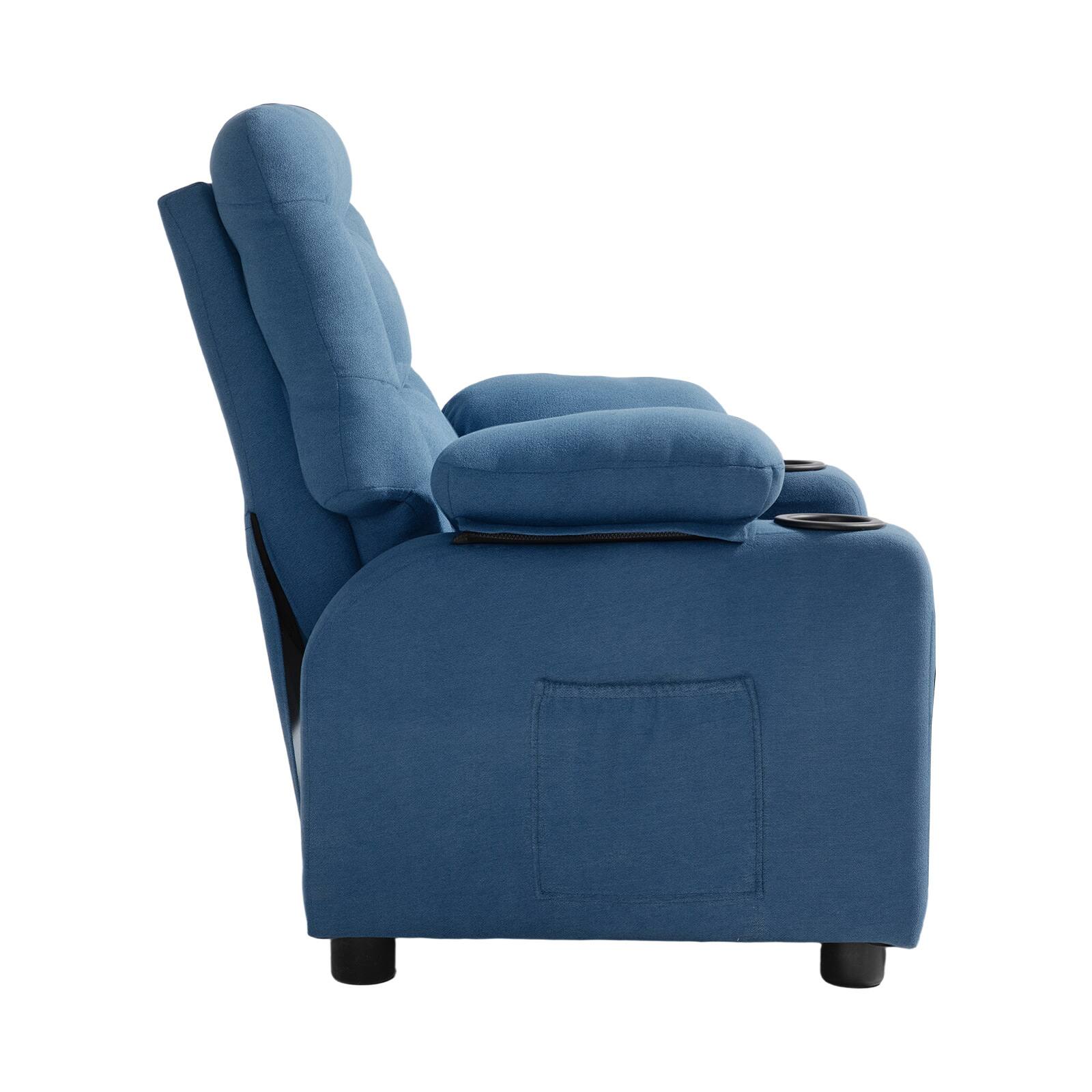 Alt View 5. VEVOR - Kids Reclining Chair, Toddler Recliner with Cup Holders and Pockets, 107° to 126° Adjustable Backrest - Blue.