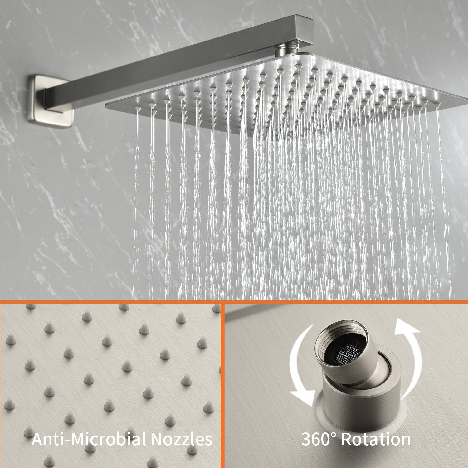 Anti-Microbial Nozzles  
360° Rotation